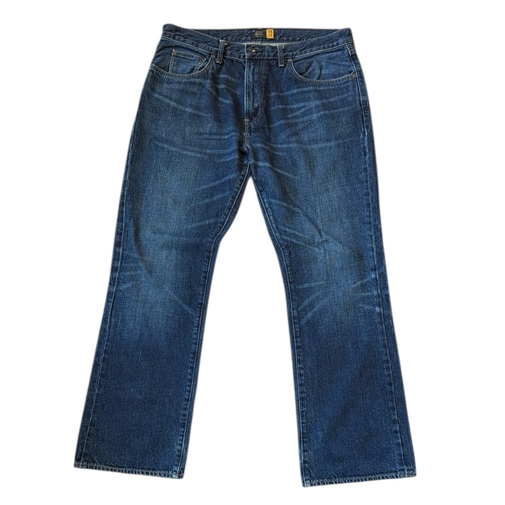 J. Crew Bootcut Denim Jeans Dark Blue Wash Distressed 5-Pocket 100% Cotton 36x31